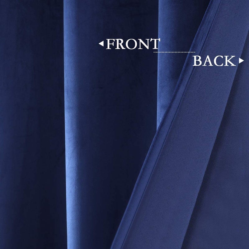 SPXTEX Navy Blue Velvet Blackout Curtains 96 inches Long Super Soft Velvet Curtains Grommet Thermal Insulated Curtains Window Treatment for Bedroom Light Blocking Velvet Curtain Panels Set of 2 Panels - Image 4